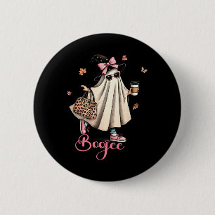 Boo Jee Ghost Drinking Coquette Bow Hallowe Button