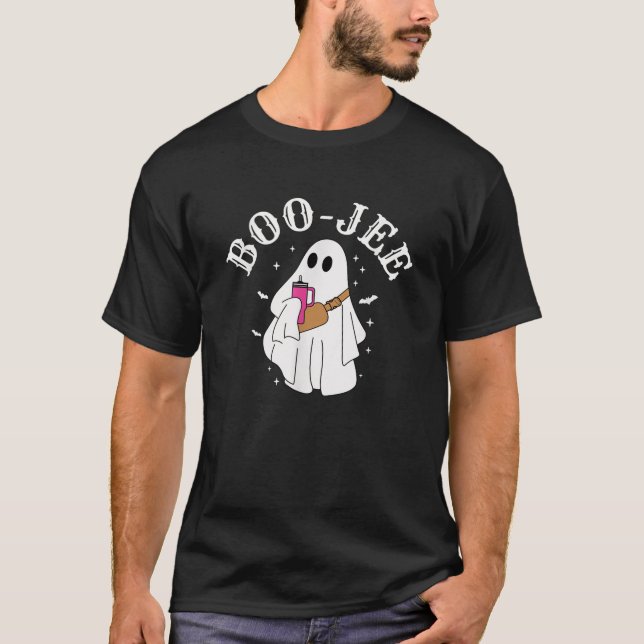 Boo Jee Ghost Drinking Coquette Bow Hallowe T-Shirt (Vorderseite)