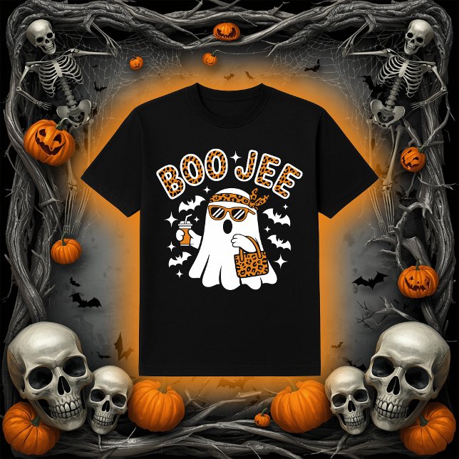 Boo-Jee Ghost | Trendy Leopard Print Halloween T-Shirt (Von Creator hochgeladen)