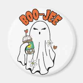 Boo-Jee Halloween-Geist mit Iced Kaffee in der Han Magnet
