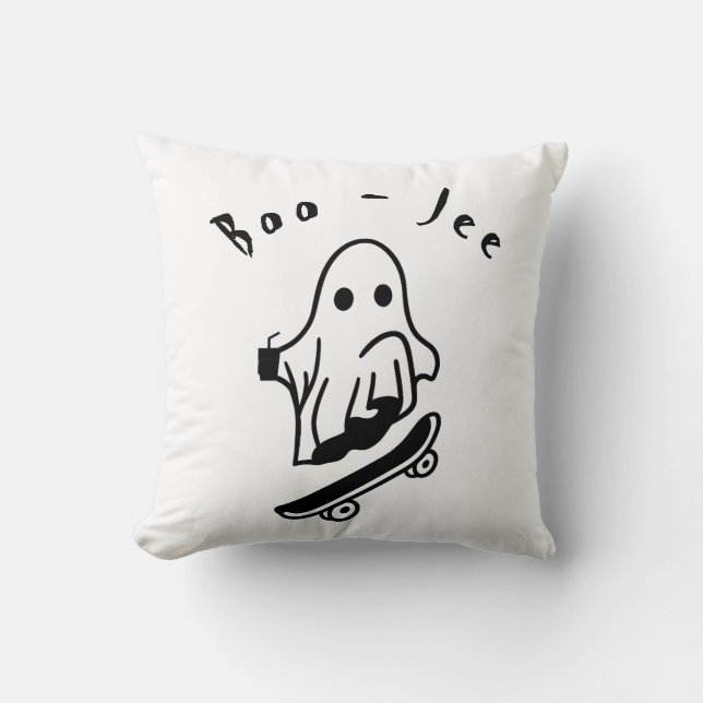 Boo Jee Halloween Ghost Skaten Spooky zeichnend Kissen (Vorderseite)
