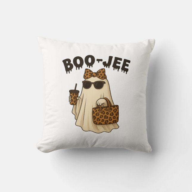 BOO-JEE Leopard Print Ghost Throw Pillow  Kissen (Vorderseite)