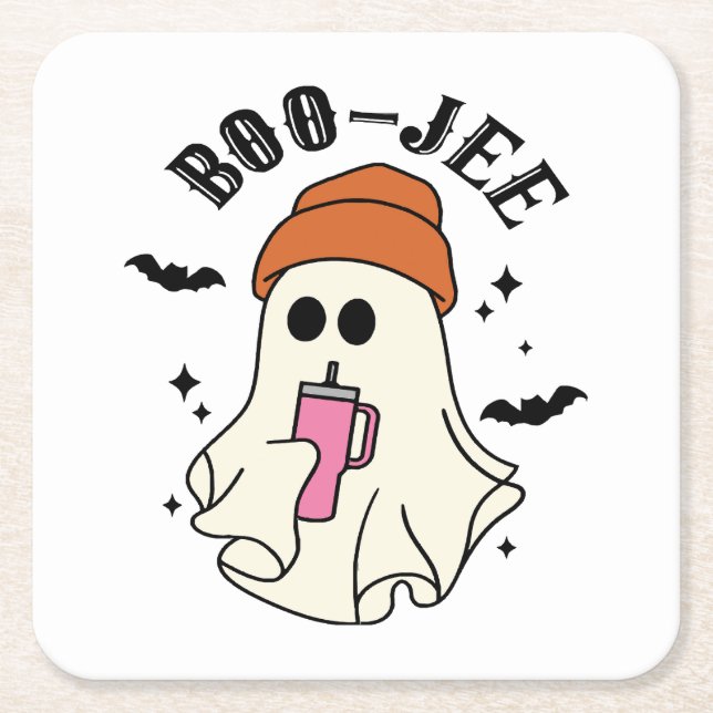 Boo-Jee lustiges Halloween Tumbler-Inspiriert Geis Rechteckiger Pappuntersetzer (Vorderseite)