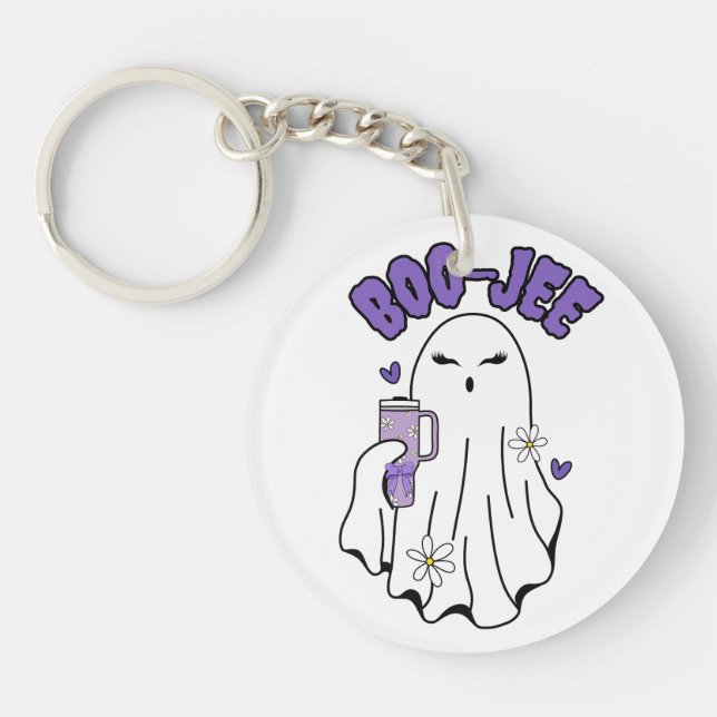 Boo-Jee Niedliches Halloween Ghost mit 40oz Tumble Schlüsselanhänger (Vorderseite)