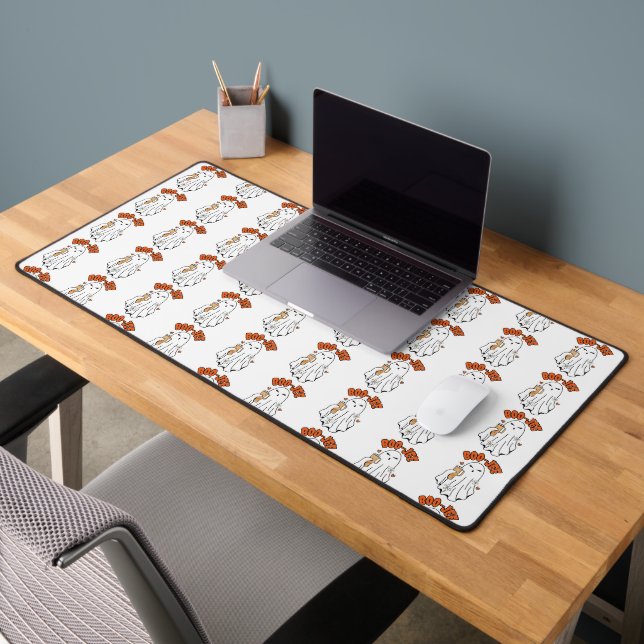 Boo-Jee Niedliches Halloween Ghost mit 40oz Tumble Schreibtischunterlage (Büro 2)