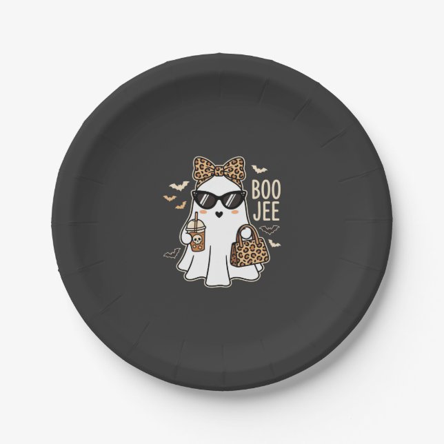 Boo Jee Süßer Geist Halloween Leopard Design_1 Pappteller (Vorderseite)