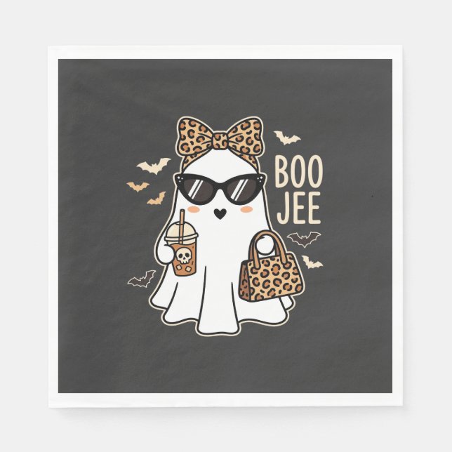 Boo Jee Süßer Geist Halloween Leopard Design_1 Serviette (Vorderseite)