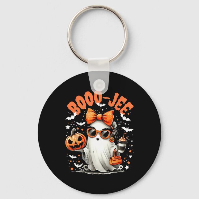 Boo-jee Trick oder Treat Spooky Ghost-Kürbislatern Schlüsselanhänger (Vorderseite)