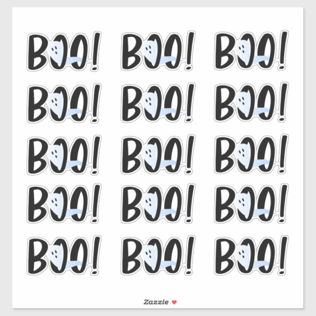 Boo ! Jeu de fantômes d'Halloween de 15 Stickers (Feuille)