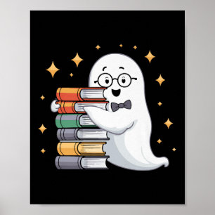 Boo-k-Liebhaber Halloween-Geist-Lehrer Buchstapel  Poster