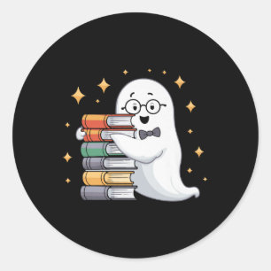 Boo-k Lover Halloween Ghost Lehrer Buchstapler Män Runder Aufkleber