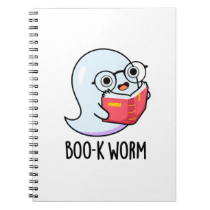 Boo-k Worm Funny Halloween Bookworm Ghost Pub Notizblock
