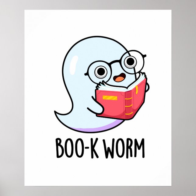Boo-k Worm Funny Halloween Bookworm Ghost Pub Poster (Vorne)