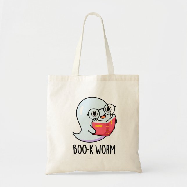 Boo-k Worm Funny Halloween Bookworm Ghost Pub Tragetasche (Vorne)