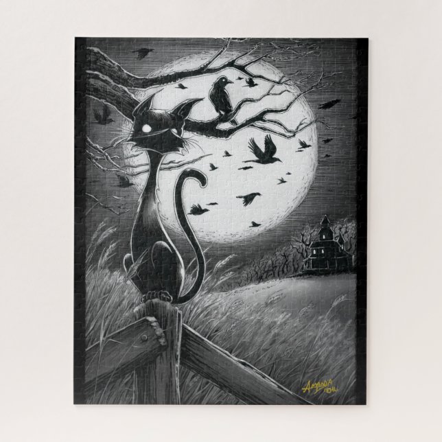 Boo Kitty fühlt sich an einem Ominous Wind Jigsaw  (Vertikal)