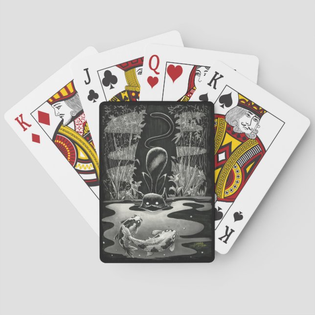 Boo Kitty geht es beim Spielen von Karten Spielkarten (Rückseite)