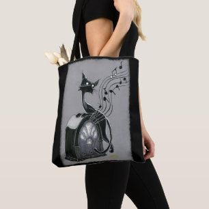 Boo Kitty hört die Musik Tote Tasche