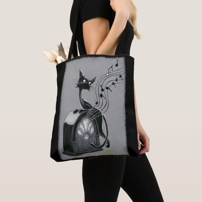 Boo Kitty hört die Musik Tote Tasche (Von Nahem)