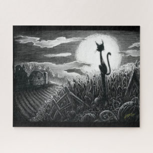 Boo Kitty im Mondlicht Jigsaw Puzzle