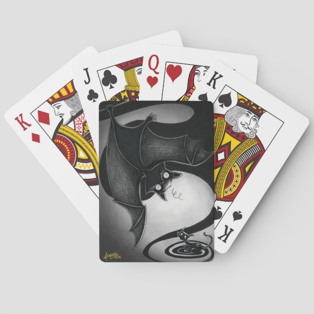 Boo Kitty mit Dizzy Bat Playing Cards Spielkarten (Rückseite)