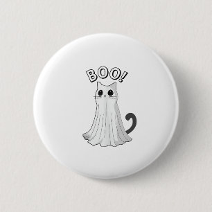Boo Kitty Niedlich Ghost Cat Halloween Spooky Kitt Button