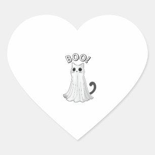 Boo Kitty Niedlich Ghost Cat Halloween Spooky Kitt Herz-Aufkleber