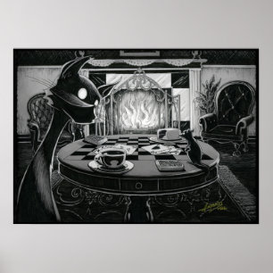 Boo Kitty Plays Cards Poster
