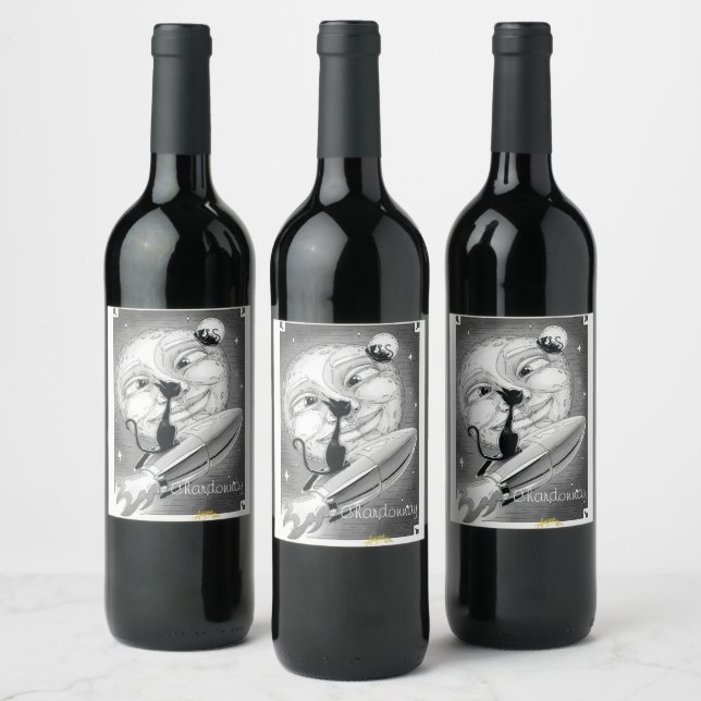 Boo Kitty Rockets au Moon Wine Étiquette (Bouteilles)