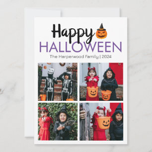 Boo Kürbis Jack-o-Laterne glückliches Halloween 4- Feiertagskarte