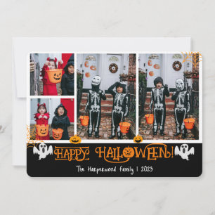 Boo-Kürbiskürbis-Jack-o-Laterne Halloween FotoColl Feiertagskarte