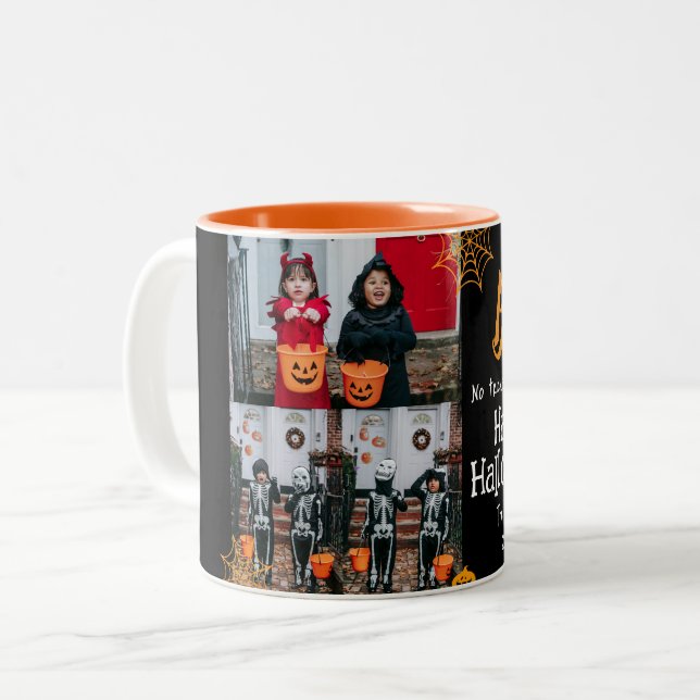 Boo-Kürbiskürbis-Jack-o-Laterne Halloween FotoColl Zweifarbige Tasse (Vorderseite Links)