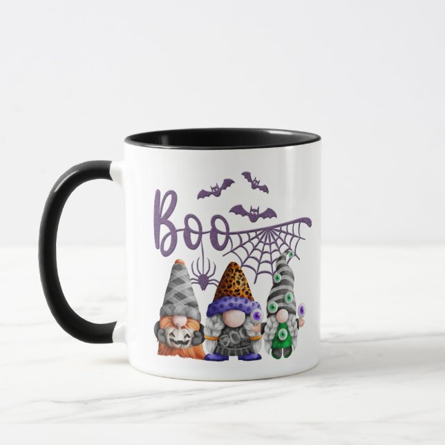 Boo Lila Glitzer Halloween Gnomes Tasse (Links)