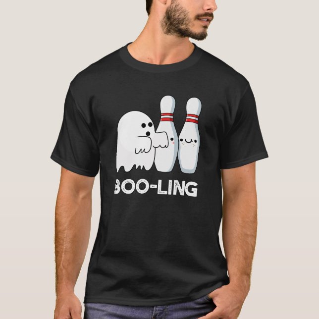 Boo-ling Funny Halloween Bowling Ghost Pun Dark BG T-Shirt (Vorderseite)
