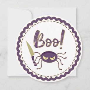 Boo lustige Halloween-Spielmesser-Hand Einladung