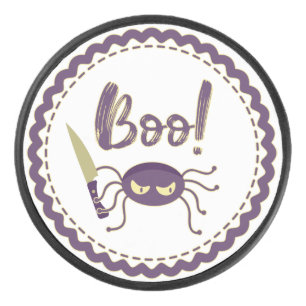 Boo lustige Halloween-Spielmesser-Hand Eishockey Puck