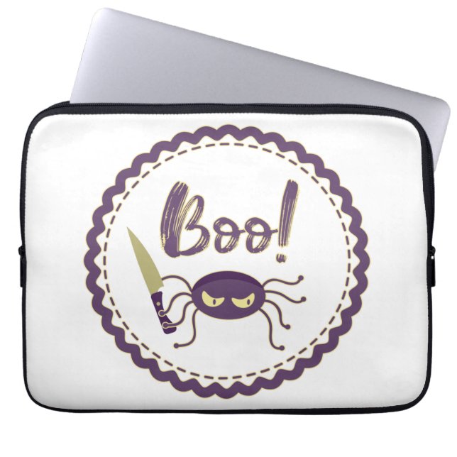 Boo lustige Halloween-Spielmesser-Hand Laptopschutzhülle (Vorderseite)