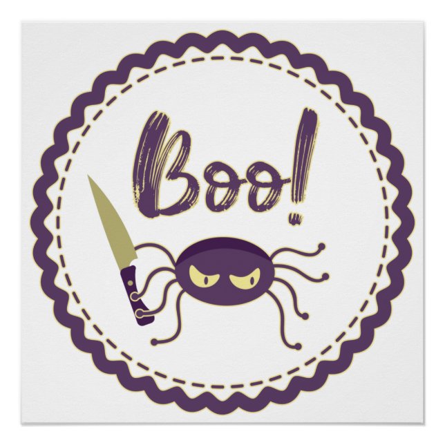 Boo lustige Halloween-Spielmesser-Hand Poster (Vorderseite)