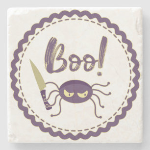 Boo lustige Halloween-Spielmesser-Hand Steinuntersetzer