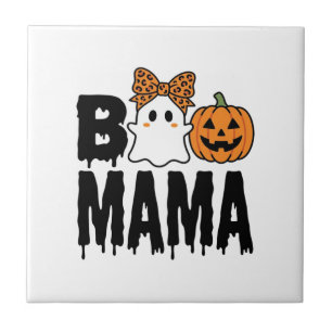 Boo Mama Halloween-Geist-Kürbis-Bogen-Design Fliese