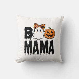 Boo Mama Halloween-Geist-Kürbis-Bogen-Design Kissen