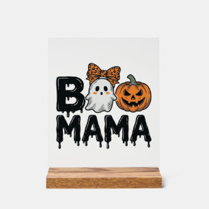 Boo Mama Halloween-Geist-Kürbis-Mama-Shirt-Design_ Acrylschild