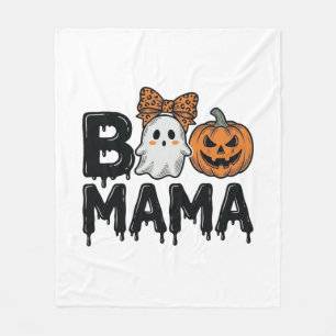 Boo Mama Halloween-Geist-Kürbis-Mama-Shirt-Design_ Fleecedecke