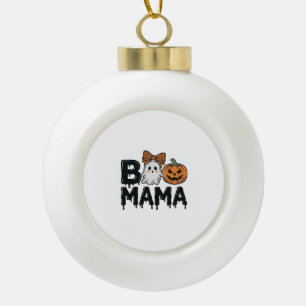 Boo Mama Halloween-Geist-Kürbis-Mama-Shirt-Design_ Keramik Kugel-Ornament