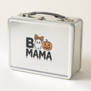 Boo Mama Halloween-Geist-Kürbis-Mama-Shirt-Design_ Metall Brotdose