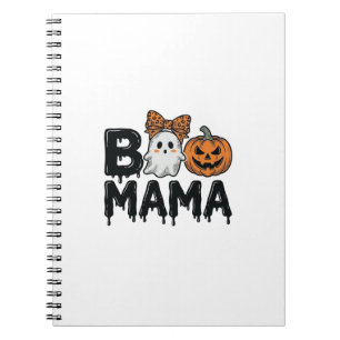 Boo Mama Halloween-Geist-Kürbis-Mama-Shirt-Design_ Notizblock
