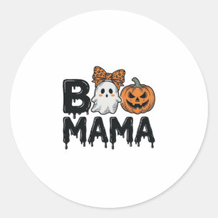 Boo Mama Halloween-Geist-Kürbis-Mama-Shirt-Design_ Runder Aufkleber