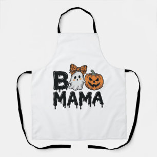 Boo Mama Halloween-Geist-Kürbis-Mama-Shirt-Design_ Schürze