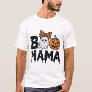 Boo Mama Halloween-Geist-Kürbis-Mama-Shirt-Design_ T-Shirt