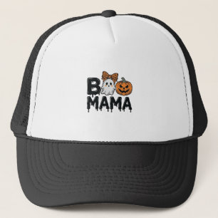 Boo Mama Halloween-Geist-Kürbis-Mama-Shirt-Design_ Truckerkappe