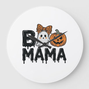 Boo Mama Halloween-Geist-Kürbis-Mutter-Shirt-Desig Große Wanduhr